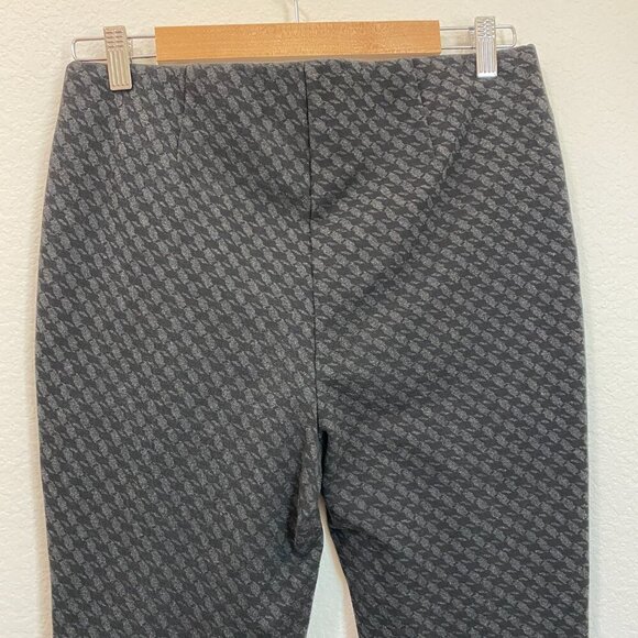 Chico's Black & Gray Houndstooth Plaid Pull On Slimming Stretch Pants Size 1 (8) - Picture 4 of 8